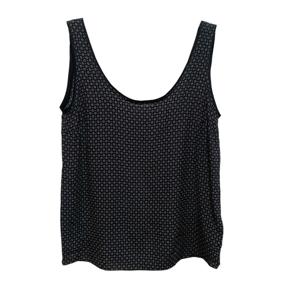 MASSIMO DUTTI Calidad Top Blouse Tank Silk Tiny Floral Print Black US 8 / EUR 40